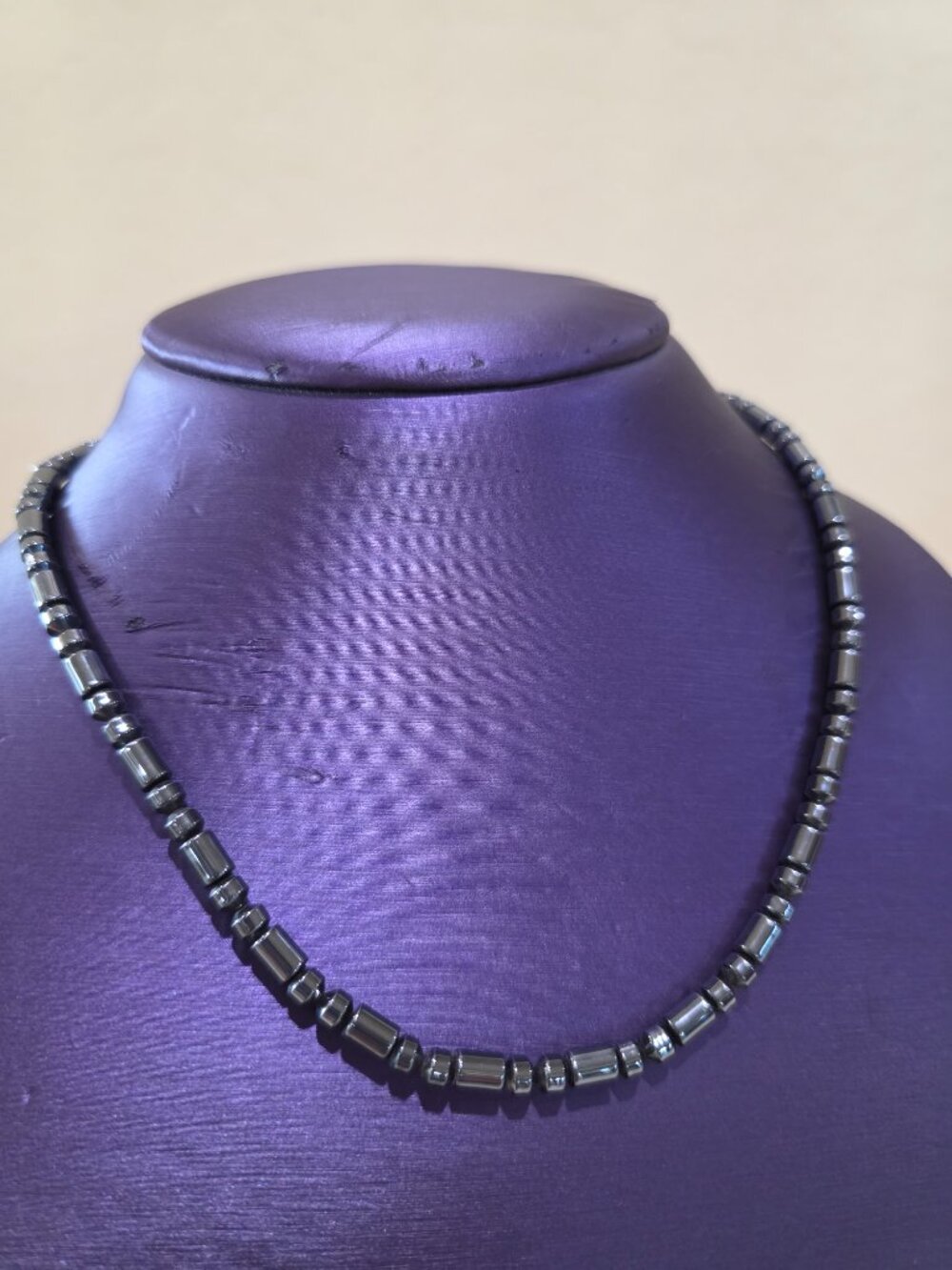 Natural Hematite Gemstone Beaded Unisex Gunmetal Gray Beaded 18" Necklace